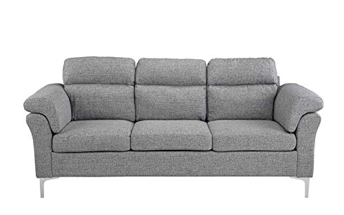 Modern Home Living Room Linen Fabric Sofa, 3 Seater Couch