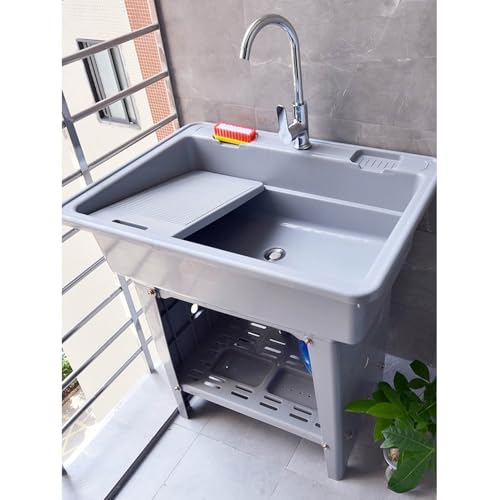 Évier utilitaire avec robinet d'eau chaude et froid et plan de lavage - 7