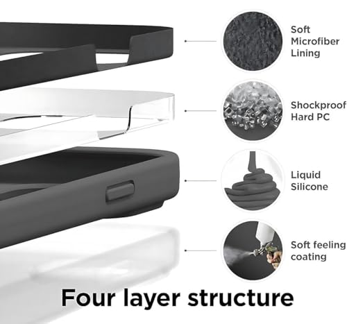 Image of Premium Liquid Silicone Case for iPhone 13 - Slim Full Body Protective Back Cover with Soft Microfiber Lining, Anti-Slip Grip Scratch Resistant Phone Case (Dark-Grey)