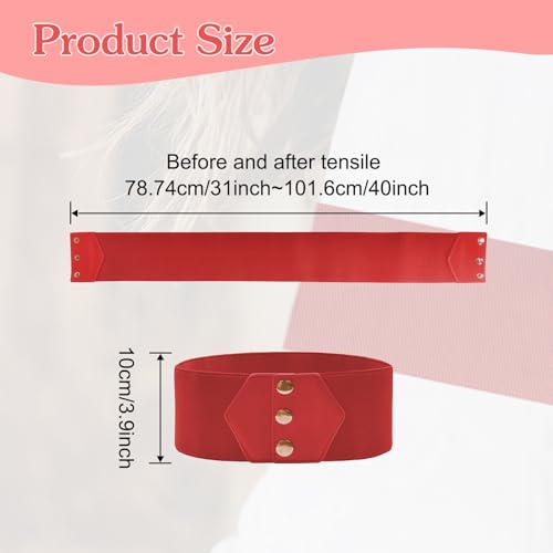 itechpanda 3 packs Snap-Button Corset Belt Wide Elastic Belts for Daily Dress Coat Collocation, Stretchy Elastic Belt for Dress Waistband Red2
