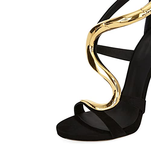 FSJ Women Stiletto High Heels Ankle Strap Sandals Flower Silver Metal Chain Open Toe Zipper Fashion Shoes3