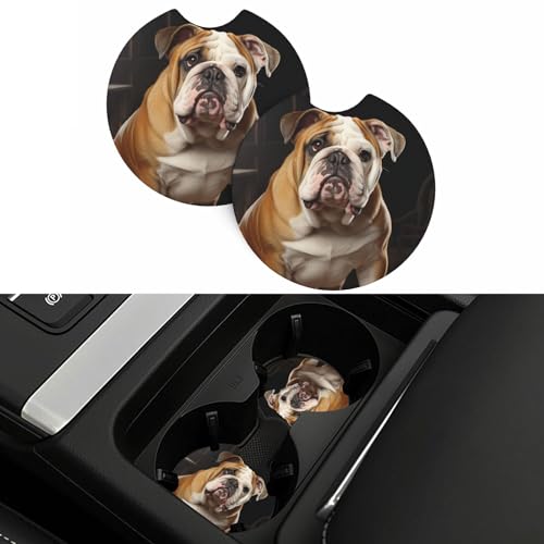 2 Portavasos para Auto Estampado Bulldog Inglés Antideslizante miniatura 3