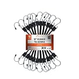 HOMESTEAD 10-inch Rubber Bungee Cords with Hooks, Premium EPDM Tie Down Strap for Outdoor - 10 Packs