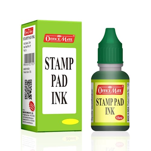 Image of Soni Officemate Stamp Pad Ink - 15ml | Pack of 10 (Green) | Quick-Dry, Smudge-Free Ink | Long-Lasting & Easy-to-Use | for Office, School, Craft & DIY Use