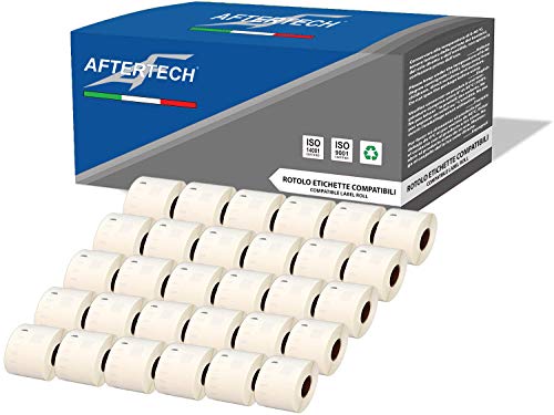 Aftertech 30x 99015 54x70mm Rouleaux d'étiquettes adhésives compatibles (320 étiquettes / rouleau = 9600 au total) pour imprimantes d'étiquetage Dymo LabelWriter S0722440 30x99015 Cover