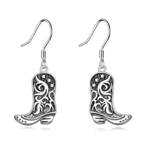 Boucles d'oreilles bateau de cowboy argent sterling 925 anti-allergie oreilles sensibles