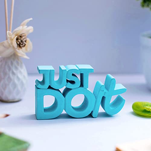NUKKAD TALES Engineered Wood "Just Do It Blue: Inspirational Aesthetic Table Decor - Ideal Home Study Desks And Table. Quirky Room Decoration Accent, And Corporate S, Fantasy, 15.2 Cm, 2.5 Cm 1