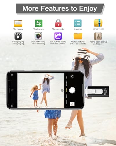 Image of 256GB USB Flash Drive for Phone and Pad, Photo Stick High Speed External USB Thumb Drives Photo Storage Memory Stick for Save More Photos and Videos (Black, 256GB)