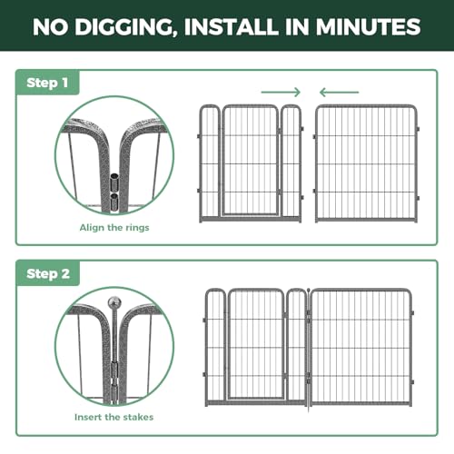 Image of FXW Garden Fence Outdoor for the Yard - 32in(H) x 54.7ft(L) Heavy Duty Metal Animal Barrier for Dog, No Dig Decorative Dog Fence, 24 Panels, Silver