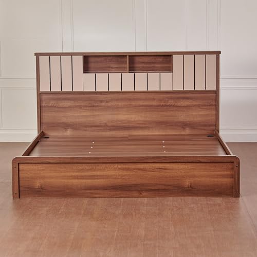 Image of Home Centre Leon Bond Queen Bed with Hydraulic Storage - Brown