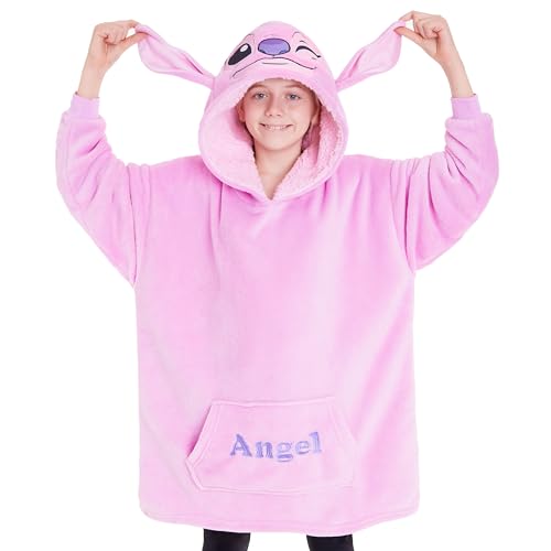 Disney Stitch Fleece Hoodie Blanket for Kids and Teenagers - One Size Fluffy Oversized Hoodie - Stitch Gifts