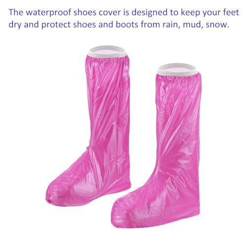 M METERXITY 1 par de cubiertas de zapatos impermeables - reutilizables, antideslizantes, plegables de PVC con cierre, para deportes al aire libre (L, rosa) miniatura 5