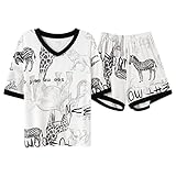 RGVV Schlafanzug Damen Kurz, Weiche Atmungsaktive Pyjamas Elefant Tier T-Shirt Hot Pants Baumwolle Loungewear Sets Neuheit Sommerkleidung Für Frauen Teenager Mädchen,S