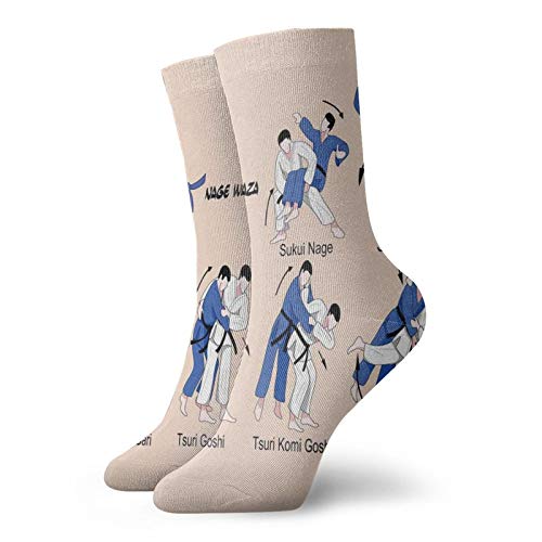 Funny Compression Socks Women and Men,Martial Arts Defense Techniques Sport Practice Theme Aikido Karate Judo,Best for Circulation,Running,Athletic,Nurse,Travel, -12 inch