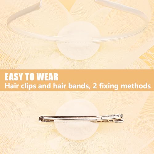 Image of DRESHOW Women Fascinator Hats Tea Party Hat Vintage Pillbox Hat Headband for Cocktail