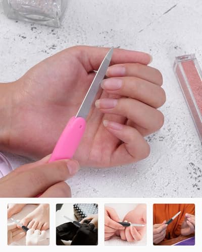 IPNSDON 6 Stück Klappbare Nagelfeile Nagelkunstwerkzeuge Große Nagelfeile Metall Nagelpolierwerkzeug Nagelpolierstreifen Trimmen Nagelfeile (Schwarz Pink)