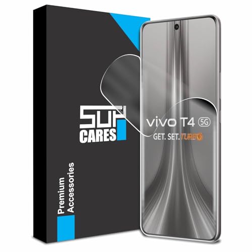 Image of SupCares TPU Anti Glare Matte Unbreakable Membrane Screen Protector for Vivo T4 (6.77 Inch) With Easy Self Installation Kit | Fingerprint Working | Edge to Edge Coverage