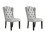 Signature Design by Ashley Jeanette Traditional Tufted Upholstered Wingback Dining Chair, Set of 2,...