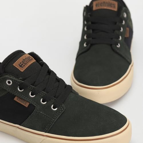 Image of Etnies Barge LS - Classic Skate Look, Slim Vulcanized Silhoutte, Hefty Armored Collar, Reinforced Vulc - Green /Black - 7