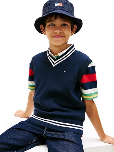 Tommy Hilfiger Chandail sans Manche Garçon : Style Varsity Rétro Chic