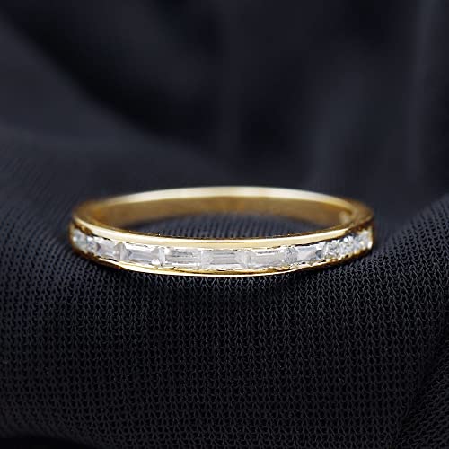 Certified Moissanite Baguette Wedding Band, D-Vs1 Quality, Moissanite Half Eternity Ring For Women - Ready To Gift3