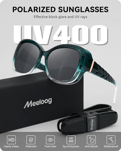 Meeloog Polarized Fit Over Glasses Sunglasses for Women, Oversized Fashion Big Sun Glasses Trendy Shades for Driving MST00793