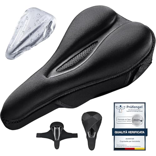 auvstar Coprisella in gel per bicicletta,Ventilazione cava unica,con imbottitura morbida e comoda, Bici Morbida Professionale per Ciclismo da Strada,Montagna o Spinning,(Nero)