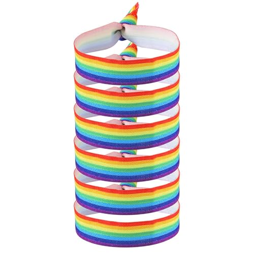 Lumi Zenva 6 Stück LGBT & Gay Pride Armbänder – Regenbogen Stoffarmbänder als Zeichen für Mut, Liebe & Selbstbewusstsein – Ideal für Pride Parade, Festival & Alltag – Bunt & stolz