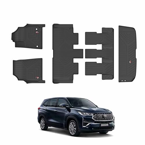 Image of GFX TPE Car Floor Mats (After-Market),Premium Life Long Foot Mats,Compatible with Innova Hycross 7 & 8 Seater (Model - 2023) Onwards,Waterproof,Anti-Slip,All-Weather,Durable & Easy to Clean Mats,Black