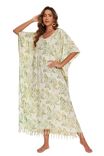 Image of Beautybatik Women Hand Blocked Batik Rayon Caftan Kaftan Bali Loungewear Maxi Plus Size Long Dress XL to 4X