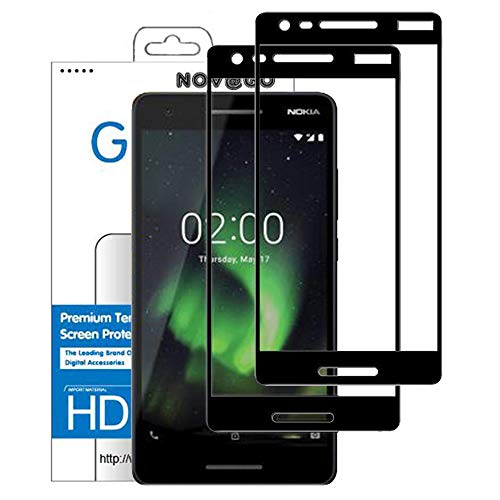 NOVAGO [2 Pack] Compatible con Nokia 2.1 - Protectores de Vidrio Templado (Negro)