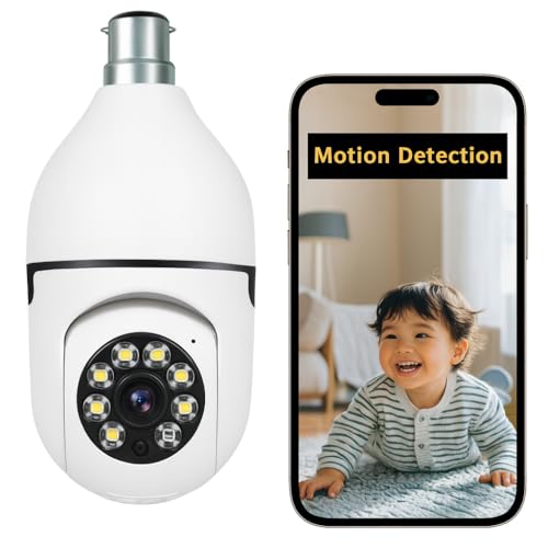 Image of 1080p FHD WiFi Wireless Security Camera with Audio & Night Vision - Live Feed, Motion Detection, Perfect for Home & Office Security (Bulb-Camera-1)