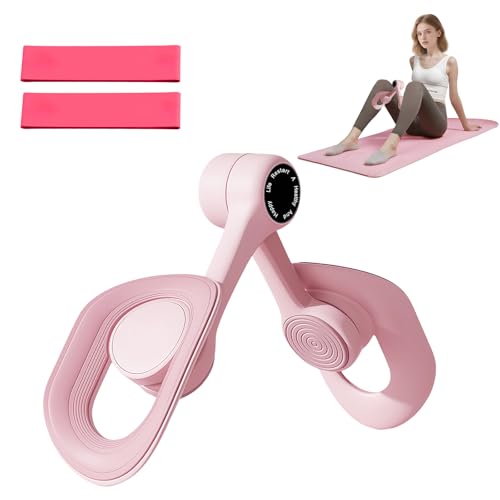 Flintronic Oberschenkeltrainer, 360° Drehbarer Beckenbodentrainer, Oberschenkeltrainer Set mit Widerstandsgummi, Trainingsgerät für Zuhause Gym Yoga