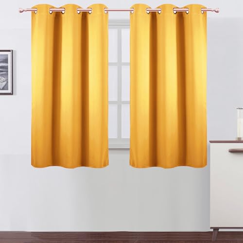Image of LEMOMO Yellow Blackout Curtains 42 x 54 Inch Length Set of 2 Panels Grommet Bedroom Curtains for Living Room