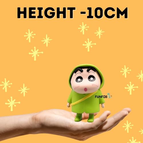 Image of FUNFOB Shinchan Action Figure | Shin chan Figurine Cartoon Figures Toys for Boys & Girls PVC Multicolour (Shinchan Rain Green)