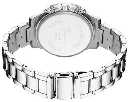 Gosasa Luxury Unisex Crystal Diamond Watches Quartz Digital Calendar Rose Gold Silver Stainless Steel Watch (Silver)