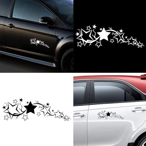Image of Black Bright Star Car Window Sticker Non-Fade Easy to Remove Use Car Stickers Truck Motorcycle Body Decal Reflective Decor