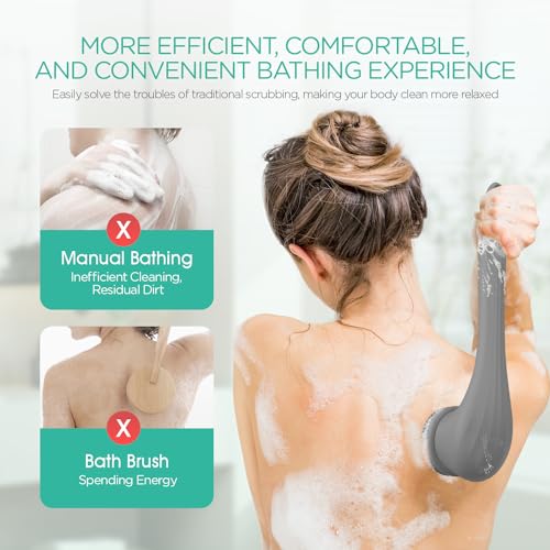 Voyor BC300 Electric Body Brush Back Scrubber Silicone Body Scrubber Two-Way Rotating Brush Head thumb #2