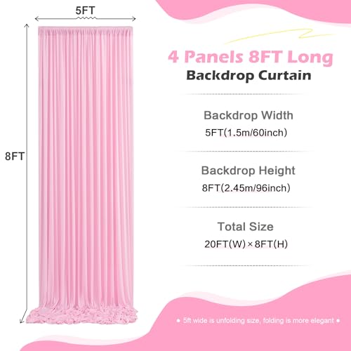 Toile de fond rose pour fête 4 panneaux polyester