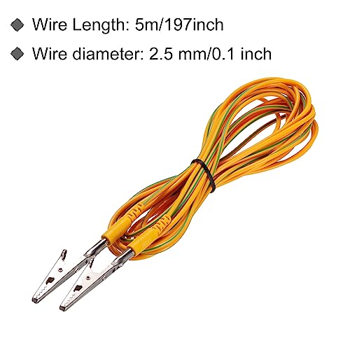 Image of MECCANIXITY ESD Grounding Cable Cord with Alligator Clip 5m /197 inch Long Yellow Anti-Static Ground Wire Cable Clip for Eliminate Conductor Electrostatic