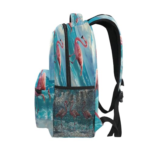 Dussdil Summer Beach Pink Flamingos Bird (5) Kids Backpack School Backpacks for Boys Girls 16 IN Book Back Pack Bag Casual Travel Daypack with Adjustable Shoulder Strap Zipper4