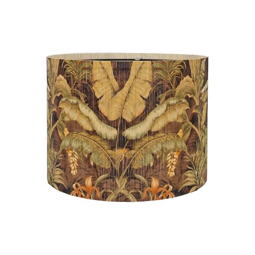 Floral Lamp shade for table lamps and floor lamps Bamboo Made With Tropical Plants green Design, Art deco drum lamp, Rustic And Elegant(11.8 * 9Inch) (Tropical Leaf A)