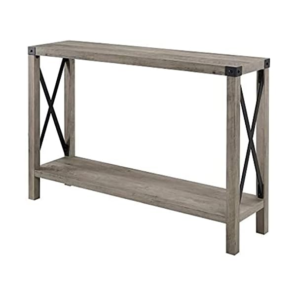 Walker Edison Sedalia Modern Farmhouse Metal X Entry Table, 46 Inch, Grey
