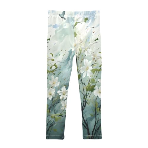 Toddler Girls Leggings Printed Yoga Pants Leggings Humming Bird White Flower for Kids2