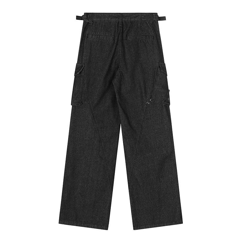 Jeans Pantalon Modische Vintage-Jeans Mit Mehreren Taschen Für Herren Lockere Und Vielseitige Hose Mit Geradem Bein Und Weitem Bein