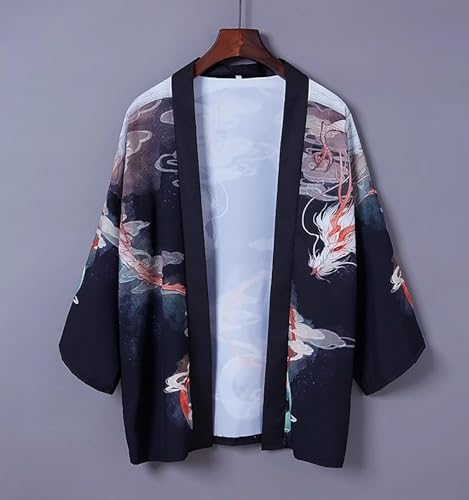 Image of Women's and Men Kimono Cardigan Japanese Long Sleeves Lightweight Open Front Coat Tops