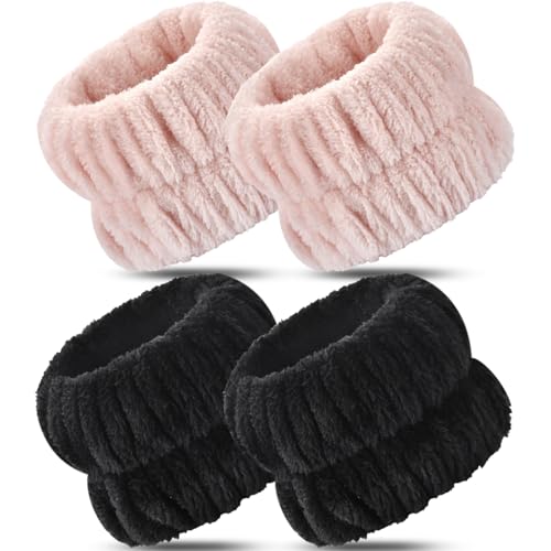 Darfukei Wrist Bands for Washing Face 4pcs Spa Face Washing Wristbands Microfiber Arm Wrist Towels Absorbent Wash Wristbands for Woman Men Prevent Water from Spilling Down Your Arms