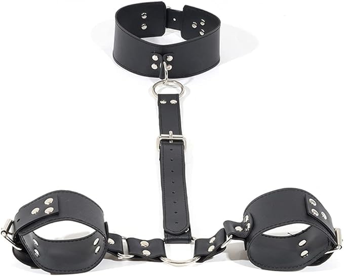 Accessoire en cuir de style noir main et cou à double attache ergonomique