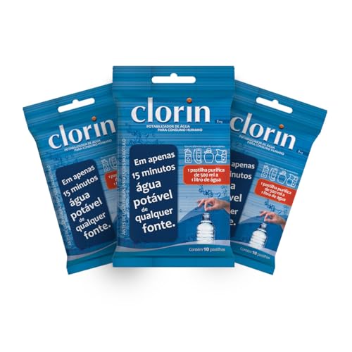 Kit c/ 3 Clorin 1 - Pastilhas Purificadoras de Água p/Consumo Hum...