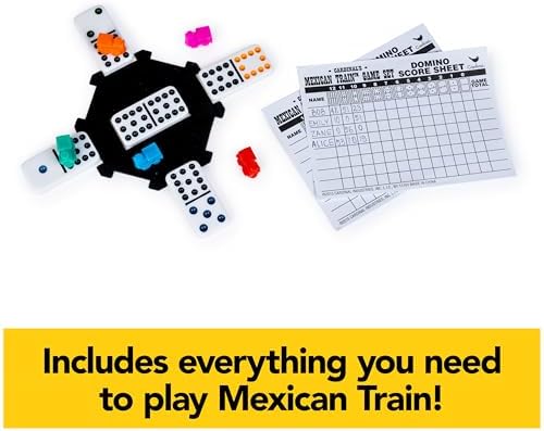 Spin Master Games, Mexican Train Dominoes Set in Aluminum Carry Case, Includes Colorful Trains for Fun-Filled Family Game Night, for Kids & Family, 2-8 Players, for Ages 8 & Up - 3